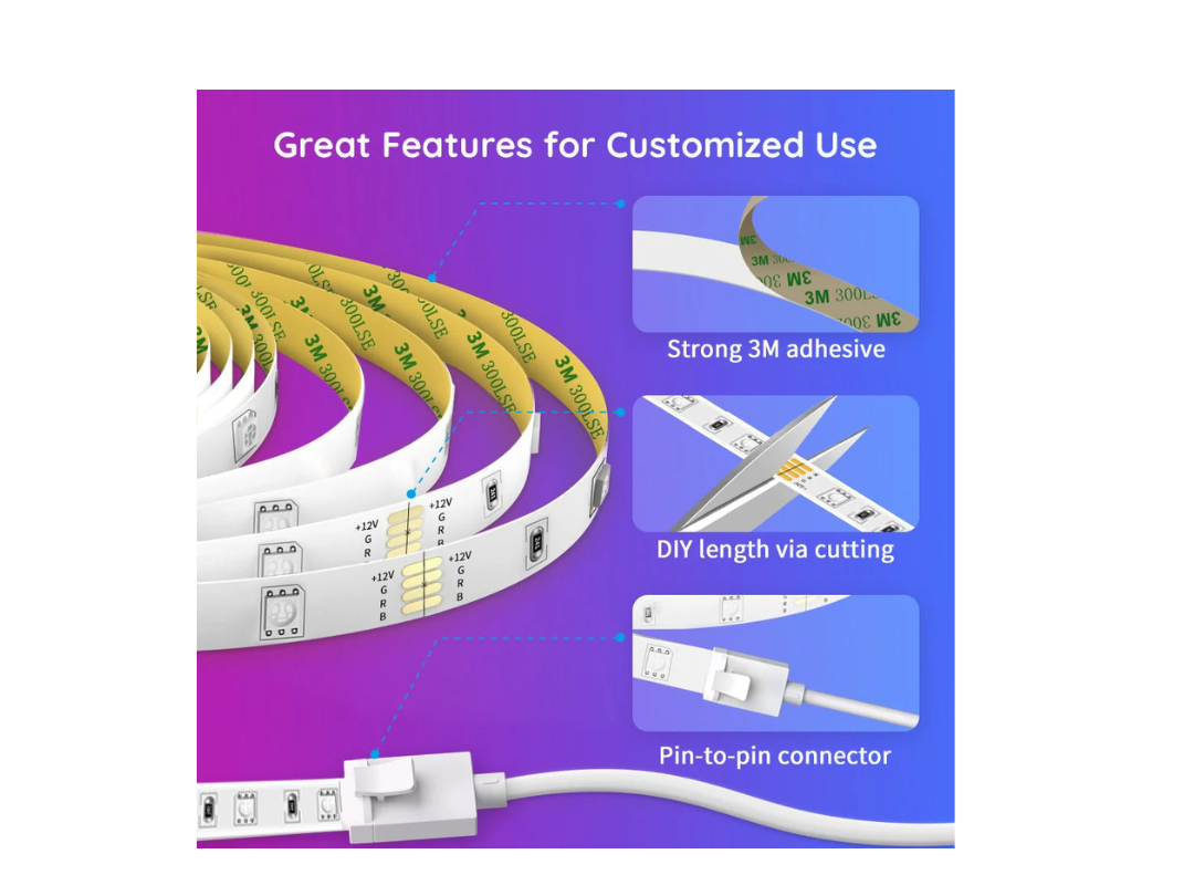 Govee Wi-Fi RGB LED Strip Lights (16.4ft × 2 Rolls) Govee Wi-Fi RGB LED Strip Lights (16.4ft × 2 Rolls)